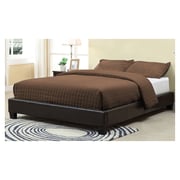 Brown Upholstered Platform Super King Bed without Mattress Brown