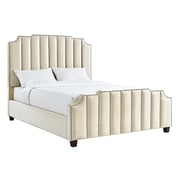 Chareau Velvet Upholstered Nailhead King Bed without Mattress Beige