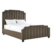 Chareau Velvet Upholstered Nailhead King Bed without Mattress Brown