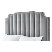 Chareau Velvet Upholstered Nailhead King Bed without Mattress Grey