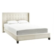 Melina Tufted Linen Wingback Queen Bed without Mattress Beige