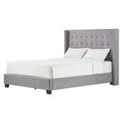 Melina Tufted Linen Wingback King Bed without Mattress Grey