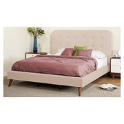 Garbo Mid Century Upholstered Super King Bed without Mattress Beige