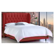 Tufted Linen Uphosltered Wingback King Bed without Mattress Red