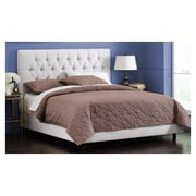 White Velvet Tufted Queen Bed without Mattress White