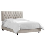White Velvet Tufted Queen Bed without Mattress Light Grey