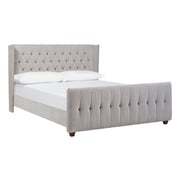 David Tufted Wingback Upholstered Queen Bed without Mattress Grey