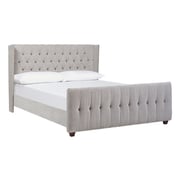 David Tufted Wingback Upholstered King Bed without Mattress Grey
