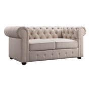 Garcia Hand-tufted Rolled Arm Loveseat in Beige Color