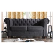 Garcia Hand-tufted Rolled Arm Loveseat in Charcoal Grey Color