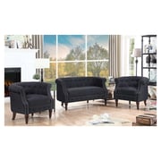 Edmeston Chesterfield Loveseat in Charcoal Grey Color