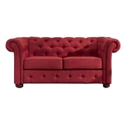 Vegard Tufted Chesterfield Loveseat in Red Color