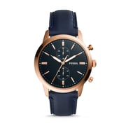 Fossil FS5436 Townsman 44mm Chronograph Navy Leather Watch