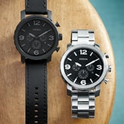 Fossil JR1354 Nate Chronograph Black Leather Watch