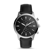 Fossil FS5396 44mm Townsman Chronograph Black Leather Watch