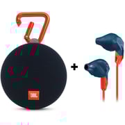 JBL Clip2 Portable Bluetooth Speaker + Grip 200 Headphones