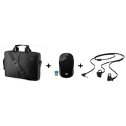 HP T9B50AA Value Top load Laptop Bag + HP X6W31AA 200 Wireless Mouse + Doha 150 In-ear Earphone