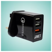 Inet 3 Port Quick Wall Charger - Black