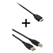HP HP001GBBLK1.5TW HDMI to HDMI Cable 1.5m Black + HP HP039 Printer Cable USB-B To USB-A