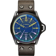 Diesel DZ1718 Leather watch with three-hand Dark Brown Mens Watch