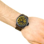 Diesel DZ1718 Leather watch with three-hand Dark Brown Mens Watch