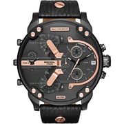 Diesel DZ7350 Mr. Daddy 2.0 Black Leather watch with detailed dial Mens Watch