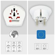 Skross World To Europe Country Travel Adapter White