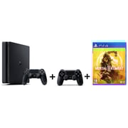 Sony PlayStation 4 Slim Gaming Console 1TB Black + Dual Shock 4 Controller + Mortal Kombat II Game
