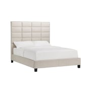 Luxurious Classic High-Profile Upholstered Bed King with Mattress Beige