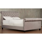Oxford Rolled Top-Tufted Sleigh Bed Frame King without Mattress Grey