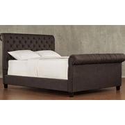 Oxford Rolled Top-Tufted Sleigh Bed Frame King with Mattress Brown
