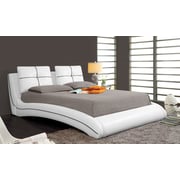 Upholstered Curved Bed Frame Queen without Mattress White