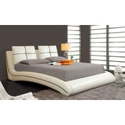 Upholstered Curved Bed Frame Queen without Mattress Off White