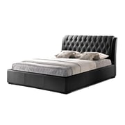 Leatherette Tufted Bed with Half-Medical Mattress Super King with Mattress Black