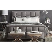 Upholstered Cotton and Polyester Bed Frame Queen without Mattress Grey