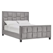 Upholstered Cotton and Polyester Bed Frame Queen without Mattress Grey