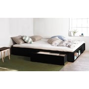 Solid MDF Wood Storage Bed Queen with Mattress Black