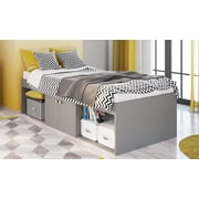 Kidsaw Single Bed with Storage Low Cabin Storage Single Bed with Mattress Grey