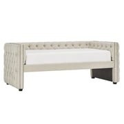 Tufted Nailhead Chesterfield Daybed and Trundle Day Bed Without Trundle Beige