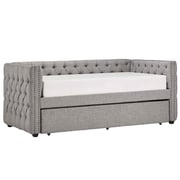 Tufted Nailhead Chesterfield Daybed and Trundle Day Bed With Trundle Grey