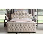 Footboard Storage Bed Super King without Mattress Beige