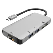 EZQuest X40030 Type-C Multimedia Hub Adapter 8 Ports Grey