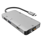 EZQuest X40030 Type-C Multimedia Hub Adapter 8 Ports Grey