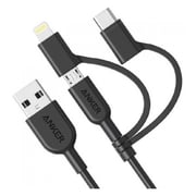 كابل شحن أنكر باورلاين ii بمنفذ USB-A إلى 3 في 1- أسود