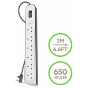 Belkin BSV603AF2M 6 Way Surge Protection Strip 2m White/Grey