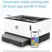 HP Neverstop Laser 1000W Wireless - Print Speed up to 21 Page Per Minute, Toner preloaded to print up to 5000 pages - White [4RY23A]