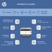 HP Neverstop Laser 1200W Wireless, Print, Scan, Copy, Automated Document Feeder, Mono Printer, Toner preloaded to print up to 5000 pages - White [4RY26A]
