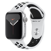 Apple Series 5 GPS + Cellular 44mm Silver Aluminum Case with Nike Sport Band - Pure Platinum/Black - Middle East Version