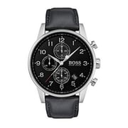 Hugo Boss 1513678 Navigator Quartz Chronograph Black Leather Watch Men