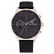 Tommy Hilfiger Chase Black Leather Watch For Men 1791488
